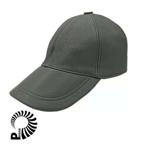 کلاه کپ چرم طوسی تیره