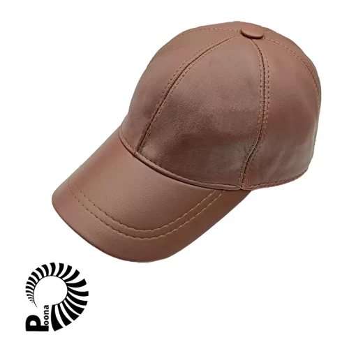 کلاه کپ چرم قهوه ای روشن