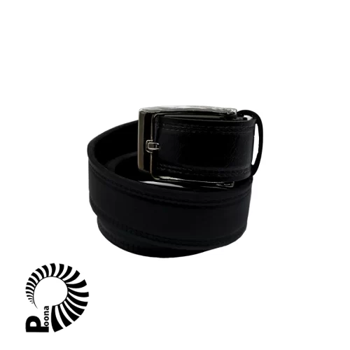 کمربند چرم طبیعی مشکی دوردوز