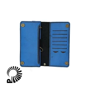 کیف پول چرم آبی روشن