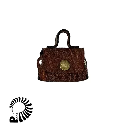 کیف هندزفری و جافلشی قهوه ای چرم