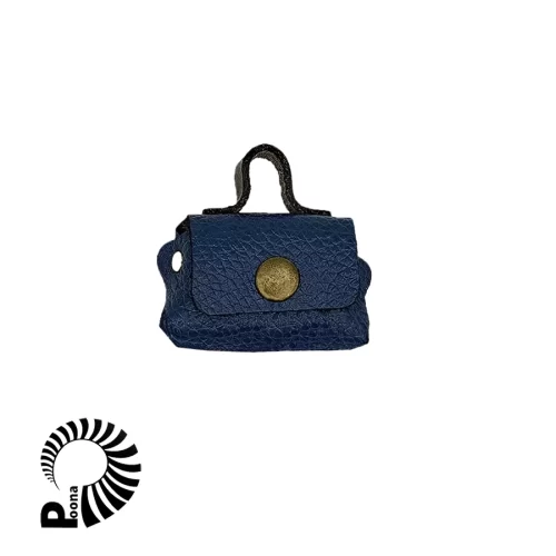 کیف هندزفری و جافلشی آبی چرم